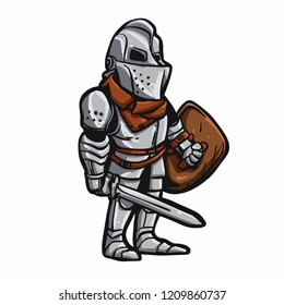 Cartoon medieval knight vector illustration