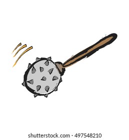 cartoon medieval mace, vector illustration icon