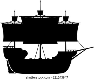 Cartoon Medieval Sailing Ship