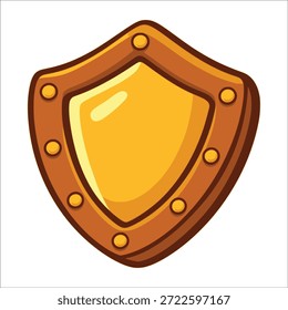 Diseño de Plantilla de Ilustración vectorial de color plano de metal de escudo medieval de dibujos animados