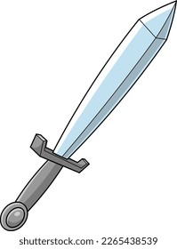 Caricatura Medival Sword Arma. Ilustración dibujada a mano vectorial aislada en fondo transparente