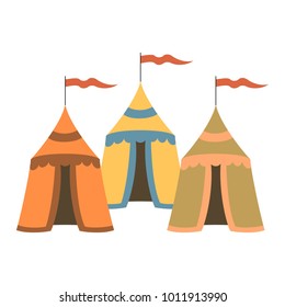 Cartoon medieval tents on white background. Vector illustration.