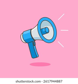Cartoon Megaphone Anunciando som alto e Notificação Vetor Ilustração Desenho Animado