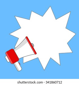 Cartoon megaphone with copy space. Vector illustration.