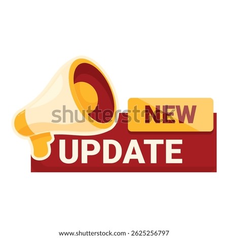 Cartoon megaphone making new update announcement