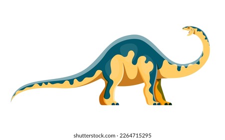 Cartoon Melanorosaurus dinosaur character. Paleontology ancient lizard, funny dinosaur with long neck and tail. Triassic era reptile, prehistoric herbivore animal or isolated vector cute personage