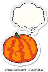 cartoon melon with thought bubble as a printed sticker