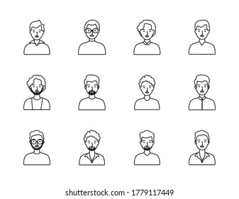 Cartoon Men Icon Set Over White Shutterstock