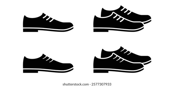 Cartoon men or man shoes. Shoe icon. Sneakers or running shoe. Sport footwear sign. Line pattern. For footsteps or footprint. Flat foot steps. Footwear tools.