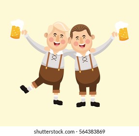 cartoon men oktoberfest icon. Vector graphic