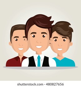 cartoon men team work isolated