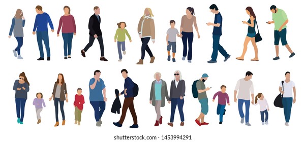 Cartoon Men Women Walking Outdoors City Stock Vector (Royalty Free)  1453994291 | Shutterstock