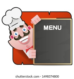 Cartoon Menu Vector Character Templates For Cover Design. Set Of Vector Graphics. Flat Cartoon Character Design.