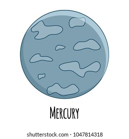 Cartoon Mercury  planet. Vector illustration isolated on white background.