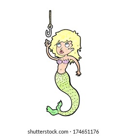 cartoon mermaid and fish hook