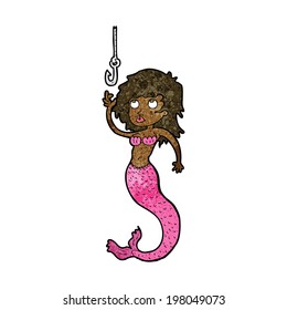 cartoon mermaid and fish hook