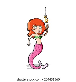 cartoon mermaid and fish hook