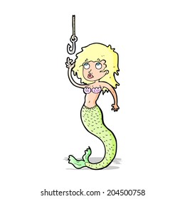 cartoon mermaid and fish hook