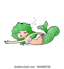 cartoon mermaid with green haid