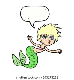 caricatura de sirena con burbuja de habla