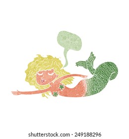 caricatura de sirena con burbuja de habla