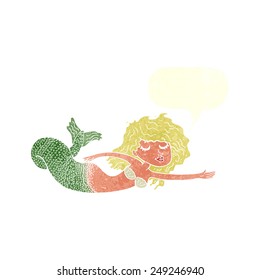 caricatura de sirena con burbuja de habla
