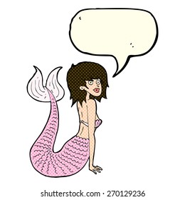 caricatura de sirena con burbuja de habla