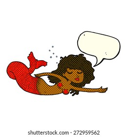 caricatura de sirena con burbuja de habla