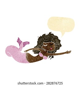 caricatura de sirena con burbuja de habla