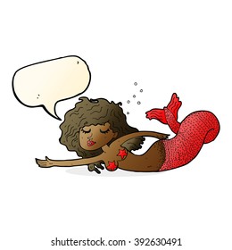 caricatura de sirena con burbuja de habla