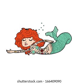 cartoon mermaid with tattoos