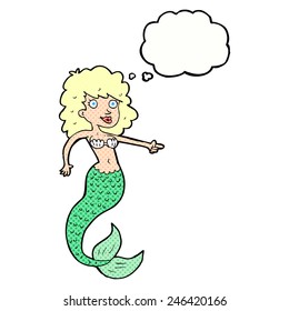 cartoon mermaid with thought bubble