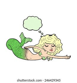 cartoon mermaid with thought bubble