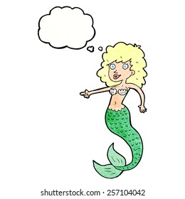 cartoon mermaid with thought bubble
