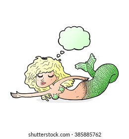 caricatura de sirena con burbuja de pensamiento