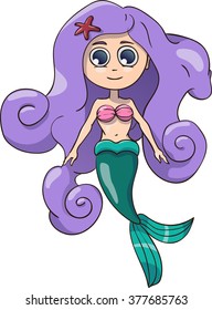 Cartoon mermaid, vector illustration