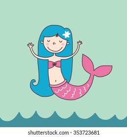 Cartoon mermaid vector print