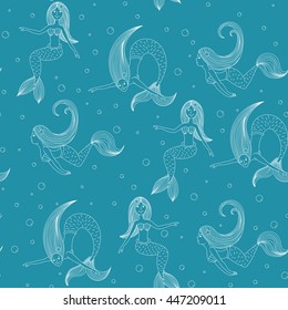 Cartoon mermaid vector print
