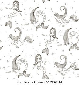 Cartoon Mermaid Vector Print: เวกเตอร์สต็อก (ปลอดค่าลิขสิทธิ์