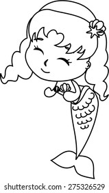 Cartoon mermaid version two.coloring version.