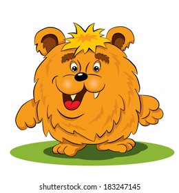 Cartoon merry smiling  nice bear on white background.