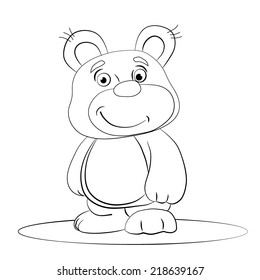 Cartoon merry teddy. Coloring book.
