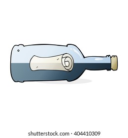cartoon message in a bottle