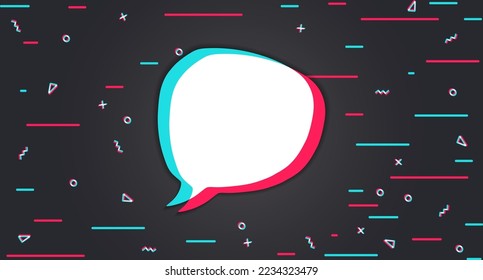 Cartoon message. Sms bubble template. Chatting sms template bubble. Glitch background. Vector illustration