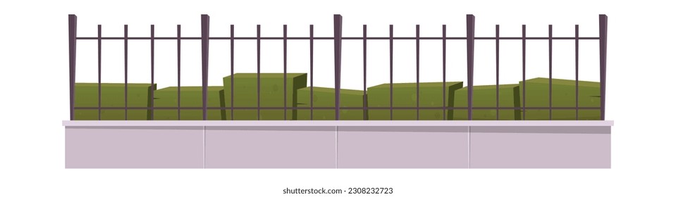 Cartoon metal fence collection vector illustration isolated on white