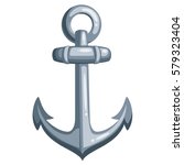 Cartoon metal ship anchor. Vector illustration on white background