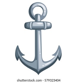 Cartoon metal ship anchor. Vector illustration on white background