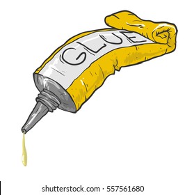 Cartoon metal tube of super glue. Vector illustration