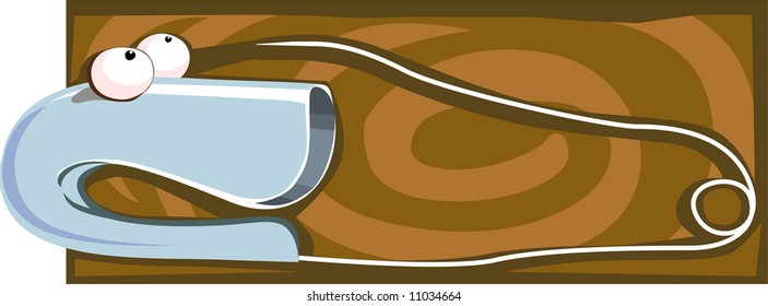 cartoon metallic safety pin opened 	