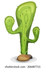 Cartoon Mexican Cactus/ Illustration of a funny comic Mexican desert cactus plant